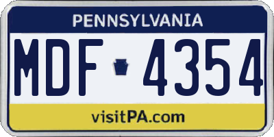 PA license plate MDF4354
