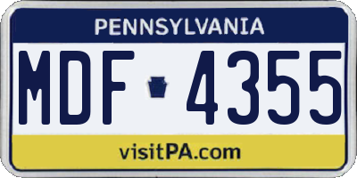 PA license plate MDF4355