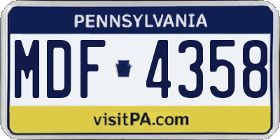 PA license plate MDF4358