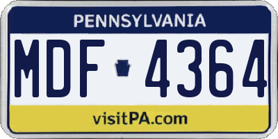 PA license plate MDF4364