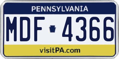 PA license plate MDF4366