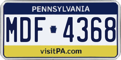 PA license plate MDF4368