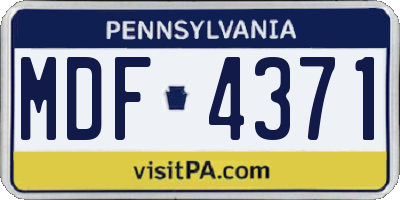 PA license plate MDF4371