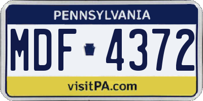 PA license plate MDF4372