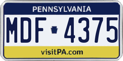 PA license plate MDF4375