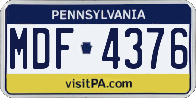 PA license plate MDF4376