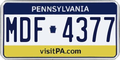 PA license plate MDF4377