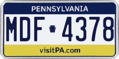 PA license plate MDF4378