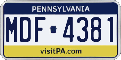 PA license plate MDF4381