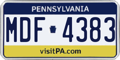 PA license plate MDF4383
