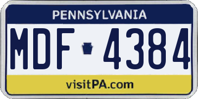 PA license plate MDF4384