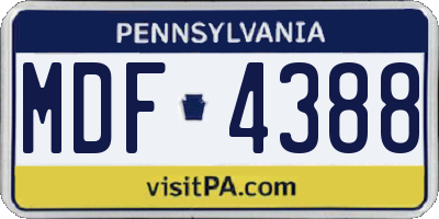 PA license plate MDF4388
