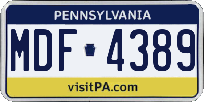 PA license plate MDF4389