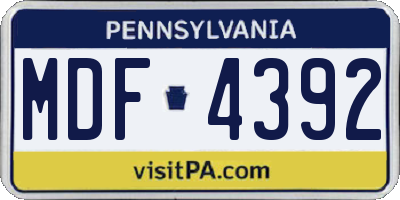 PA license plate MDF4392