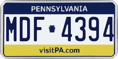 PA license plate MDF4394