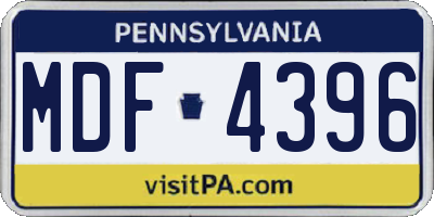 PA license plate MDF4396