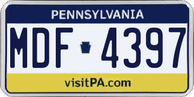 PA license plate MDF4397