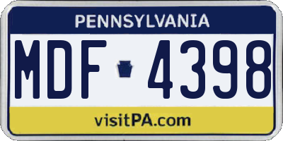 PA license plate MDF4398