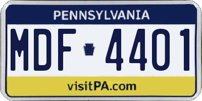PA license plate MDF4401