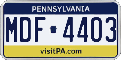 PA license plate MDF4403