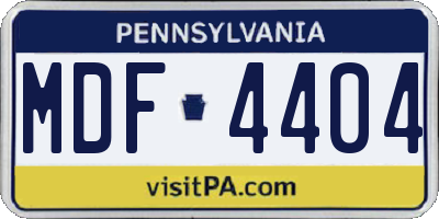 PA license plate MDF4404