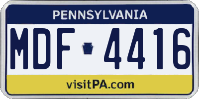 PA license plate MDF4416