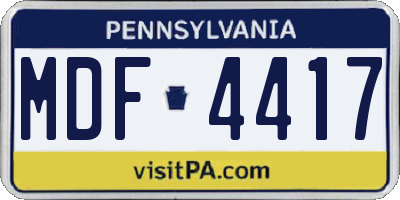 PA license plate MDF4417