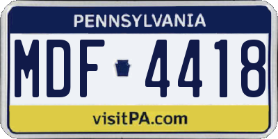 PA license plate MDF4418