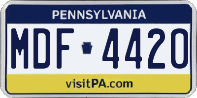 PA license plate MDF4420