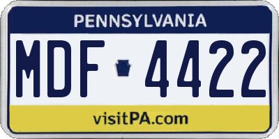 PA license plate MDF4422
