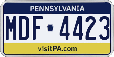 PA license plate MDF4423