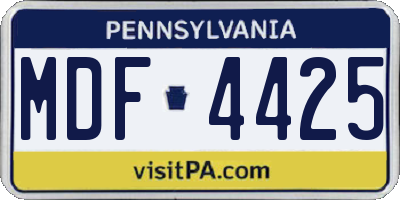 PA license plate MDF4425