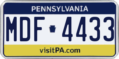 PA license plate MDF4433