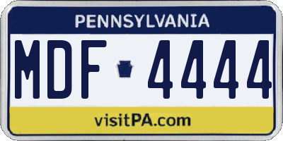 PA license plate MDF4444