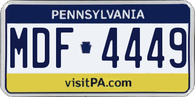 PA license plate MDF4449