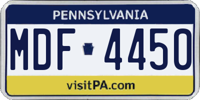 PA license plate MDF4450