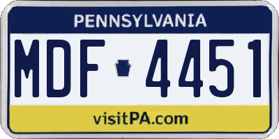 PA license plate MDF4451
