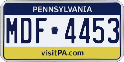 PA license plate MDF4453