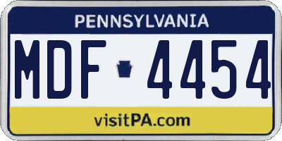 PA license plate MDF4454