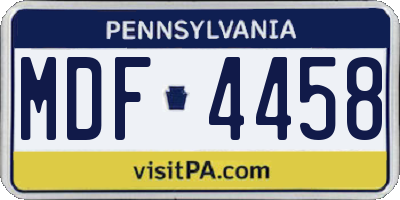 PA license plate MDF4458