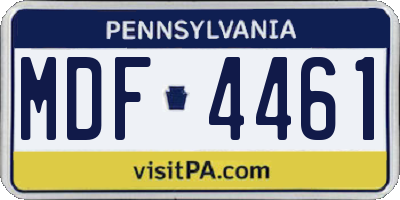 PA license plate MDF4461