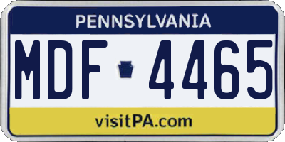 PA license plate MDF4465