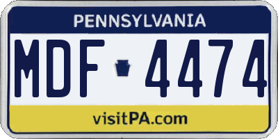PA license plate MDF4474