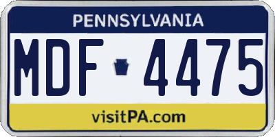 PA license plate MDF4475