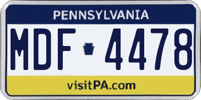 PA license plate MDF4478