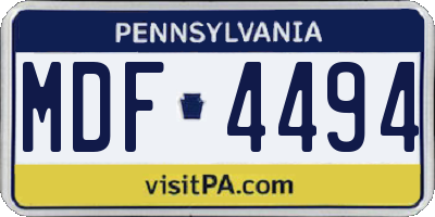 PA license plate MDF4494