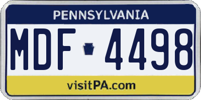 PA license plate MDF4498