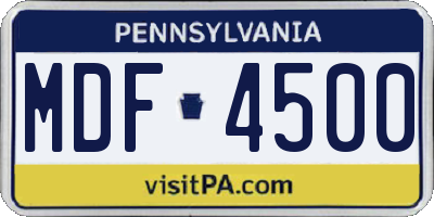 PA license plate MDF4500
