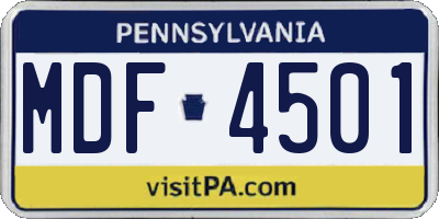 PA license plate MDF4501