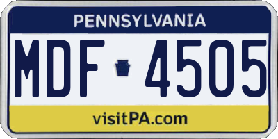 PA license plate MDF4505